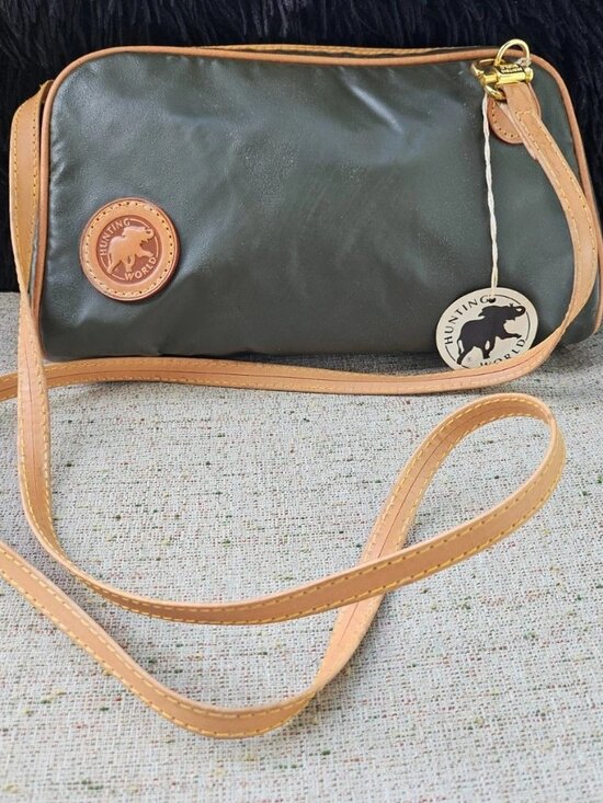 Hunting World Handbags - Hunting World Women Purse Crossbody Bag Green/Tan Leather Made in Italy